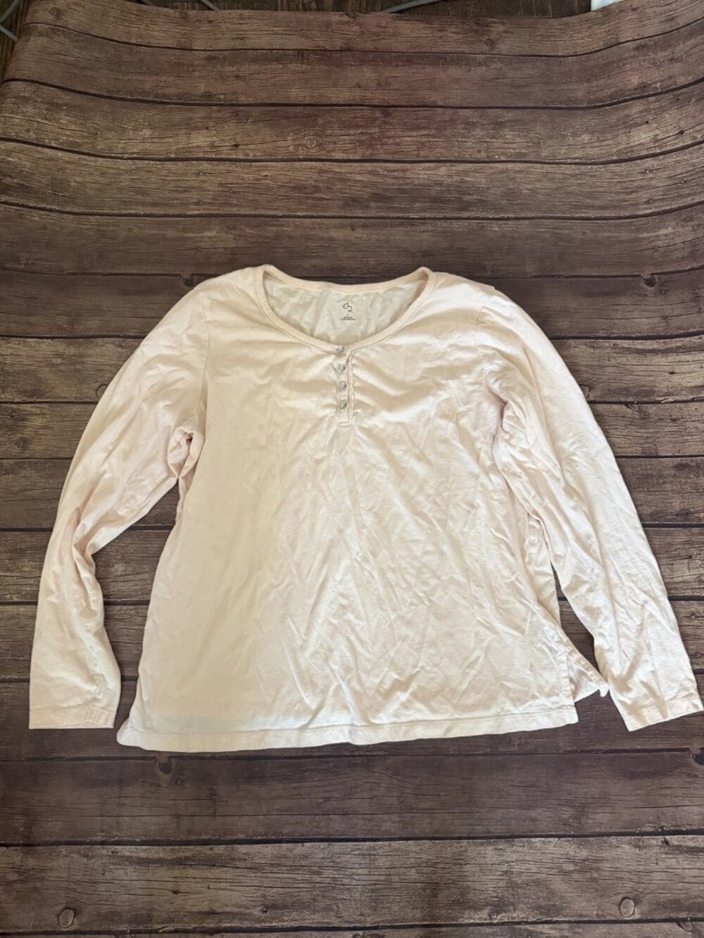 Women’s “by Chico’s" Pink Peach Jeweled Henley Shirt Large Loungewear Casual